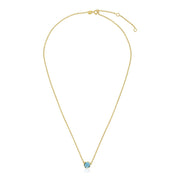 14k Yellow Gold 17 inch Necklace with Round Blue Topaz - Melliflus Necklaces