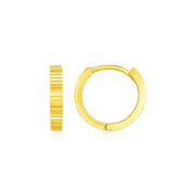 14k Yellow Gold Petite Round Hoop Earrings with Straight Texture - Melliflus Earrings
