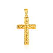 14k Yellow Gold Reversible Textured Cross Pendant - Melliflus Pendants