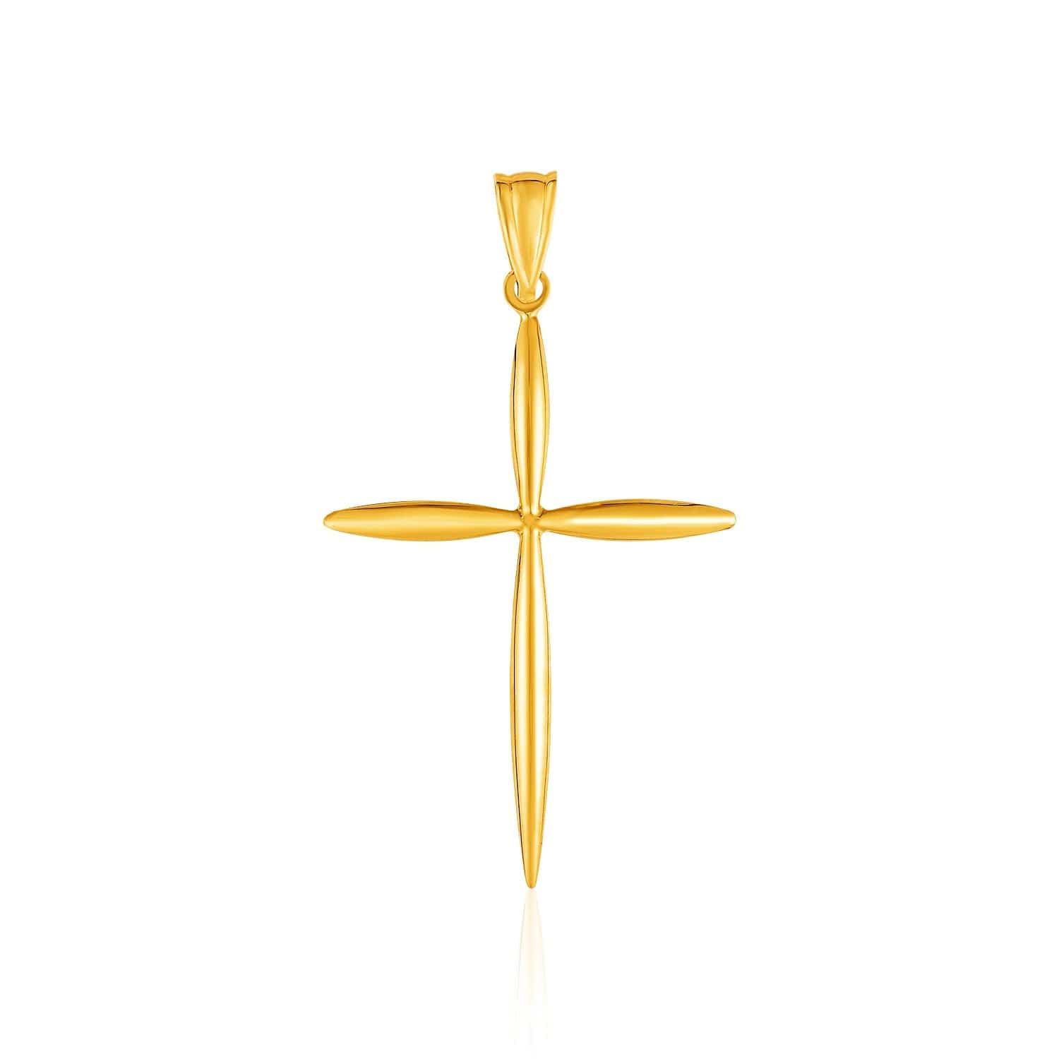 14k Yellow Gold Rounded and Pointed Cross Pendant – Santisima
