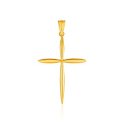 14k Yellow Gold Rounded and Pointed Cross Pendant - Melliflus Pendants