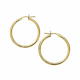 14k Yellow Gold Polished Hoop Earrings (2x25 mm)