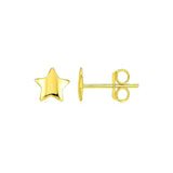 14k Yellow Gold Post Earrings with Stars(6.5mm)