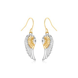 Two-Tone Wing Drop Earrings in 10K Gold