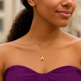 14K Yellow Gold Yours Truly Block Letter Initial A Necklace