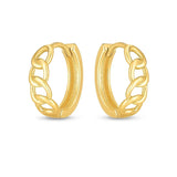 14k Yellow Gold Curb Huggie Hoop