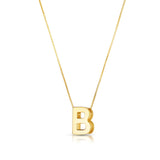 14K Yellow Gold Yours Truly Block Letter Initial B Necklace
