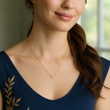 14K Yellow Gold Mini Diamond N Initial Pendant Necklace