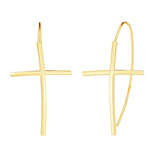 14K Yellow Gold Cross Thread Drop Earrings