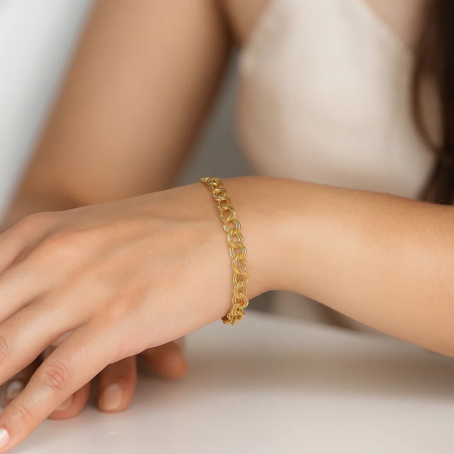 14k Yellow Gold Lite Charm Bracelet (4.00 mm)