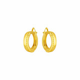 14k Yellow Gold Textured Huggie Hoops(3x10mm)
