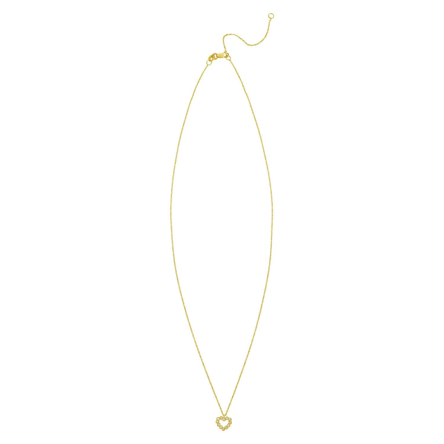 14K Yellow Gold Petite Diamond Heart Necklace