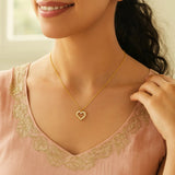 14K Yellow Gold Petite Diamond Heart Necklace