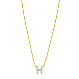 14K Yellow Gold Mini Diamond H Initial Pendant Necklace