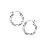 14k White Gold Polished Hoop Earrings (2x15mm)