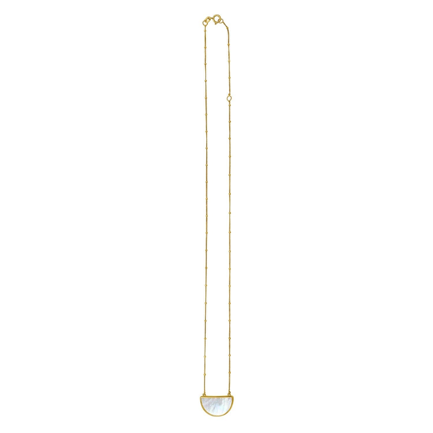 MOP Geometric Gem Half Moon Necklace in 14K Yellow Gold