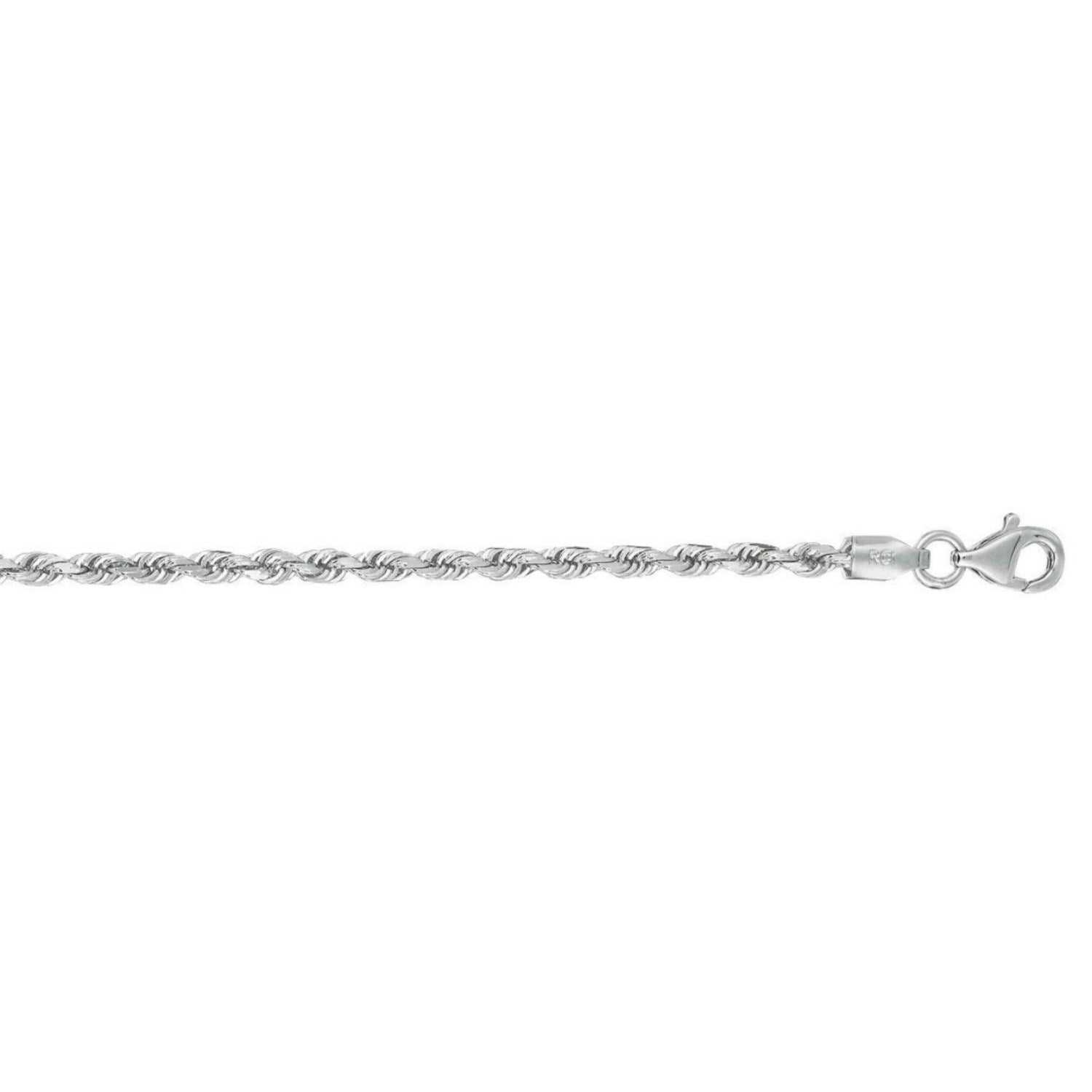 14k White Gold Solid Diamond Cut Rope Bracelet (2.50 mm)
