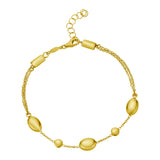 14K Yellow Gold Adjustable Puff Pebble Bracelet And Anklet