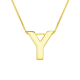 14K Yellow Gold Yours Truly Block Letter Initial Y Necklace