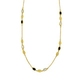 14K Yellow Gold Onyx And MOP Inlay Links Necklace