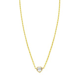 14K Yellow Gold White Topaz Heart Necklace (1.50 mm)