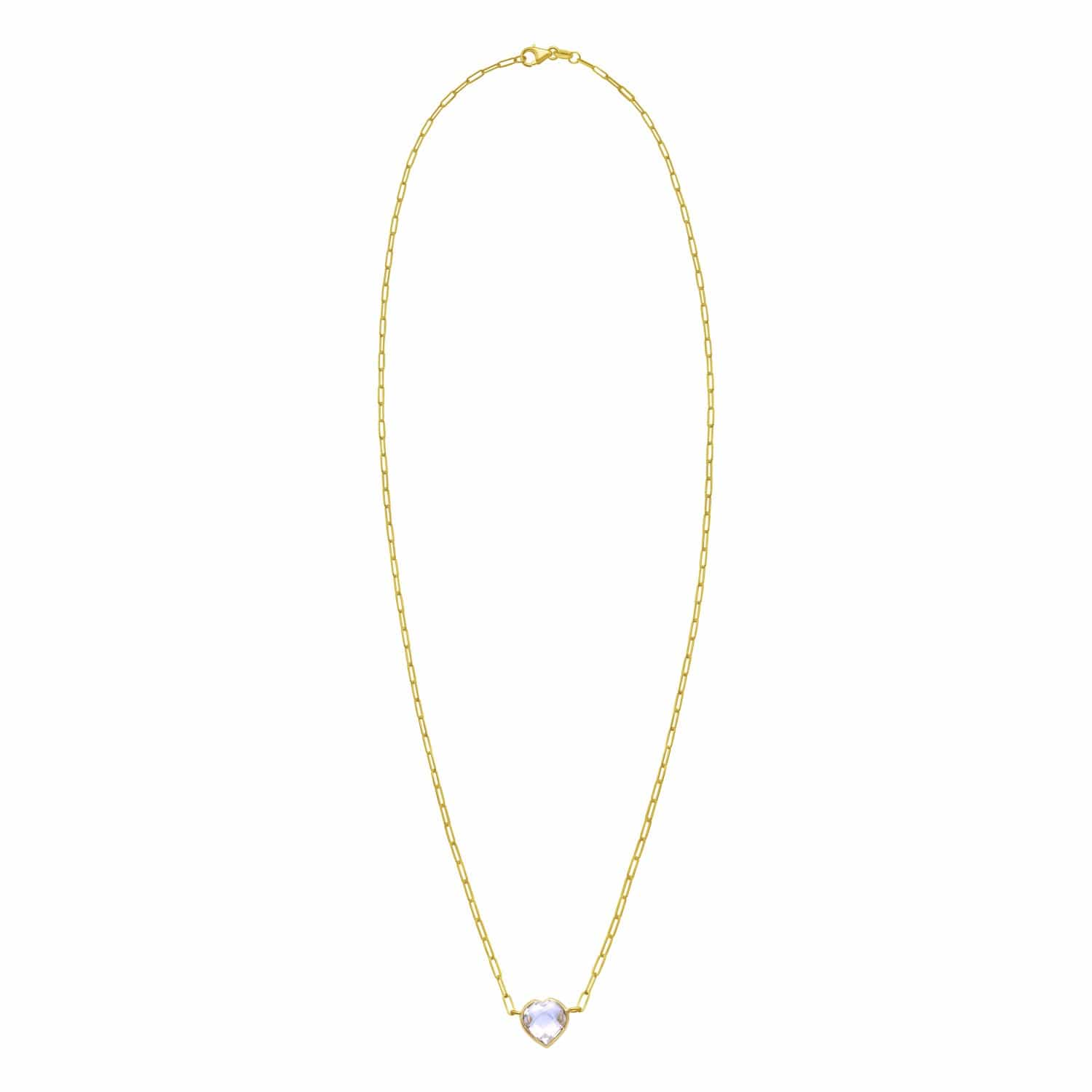 14K Yellow Gold White Topaz Heart Necklace (1.50 mm)