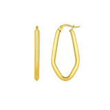 Geometric Oval Hoop Earrings in 10K Yellow Gold