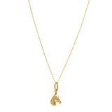 Horse Profile Small Necklace in 14K Yellow Gold
