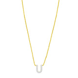 14K Yellow Gold Mini Diamond U Initial Pendant Necklace