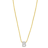 14K Yellow Gold Mini Diamond B Initial Pendant Necklace