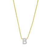 14K Yellow Gold Mini Diamond B Initial Pendant Necklace