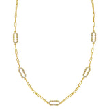 14K Yellow Gold Diamon Oro Paperclip Necklace