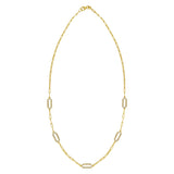 14K Yellow Gold Diamon Oro Paperclip Necklace
