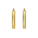 14K Yellow Gold Small Diamond Cut Marquise Hoop Earrings