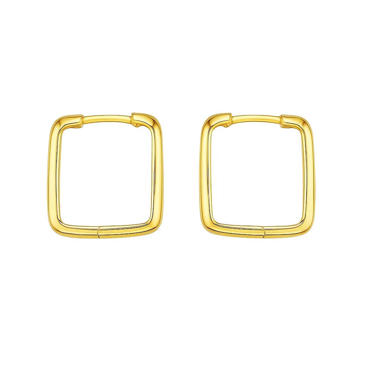 14 Yellow Gold Square Hoop Earrings