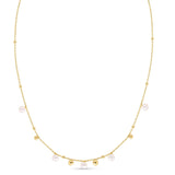 14K Yellow Gold Pearl and Scattered Bead Necklace