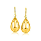 14k Yellow Gold Polished Teardrop Motif Drop Earrings