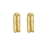 14K Yellow Gold Double Row Hinged Hoop Earrings
