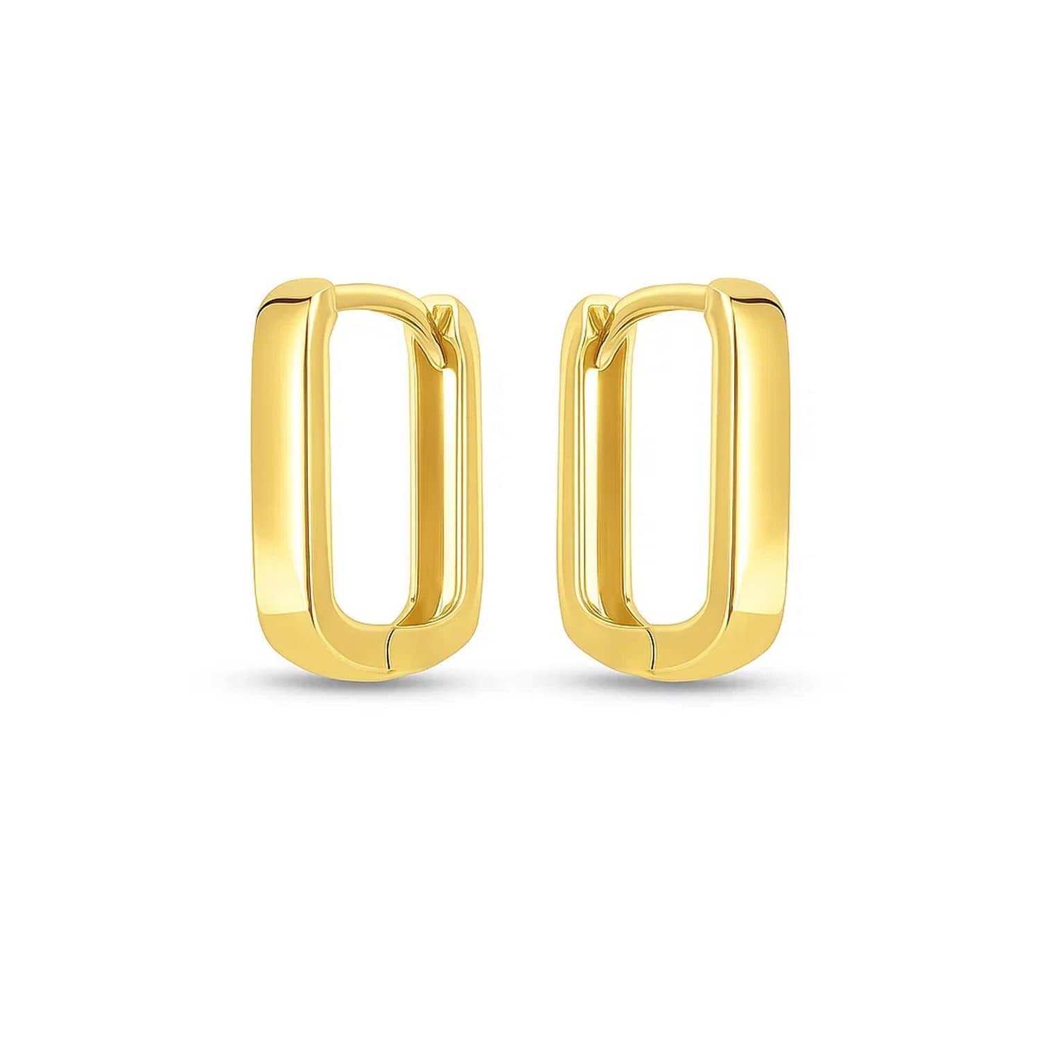14k Yellow Gold Small Square Huggie Hoops