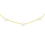 14k Yellow Gold Necklace with White Pearls