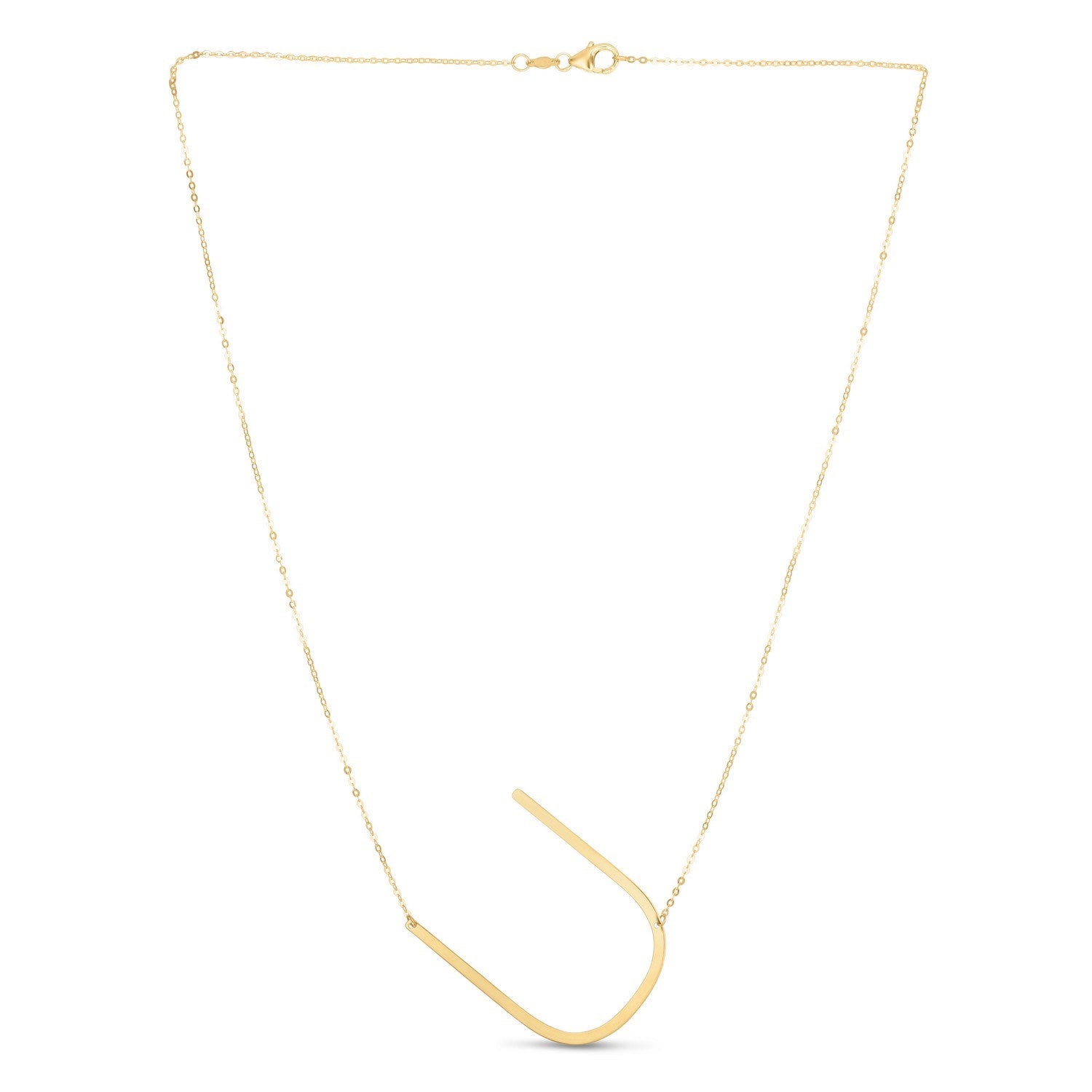14K Yellow Gold Yours Truly Large Initial U Necklace