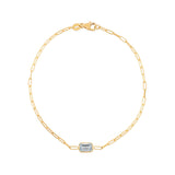 14K Yellow Gold White Topaz Paperclip Bracelet (1.50 mm)