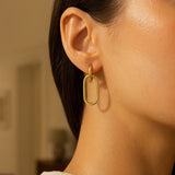 14K Yellow Gold Polished Oval Linked Hoop Earrings