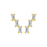 14k Yellow Gold Climber Post Earrings with Baguette Cubic Zirconias