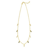 14K Yellow Gold Onyx And MOP Inlay Station Necklace