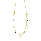 14K Yellow Gold Onyx And MOP Inlay Station Necklace