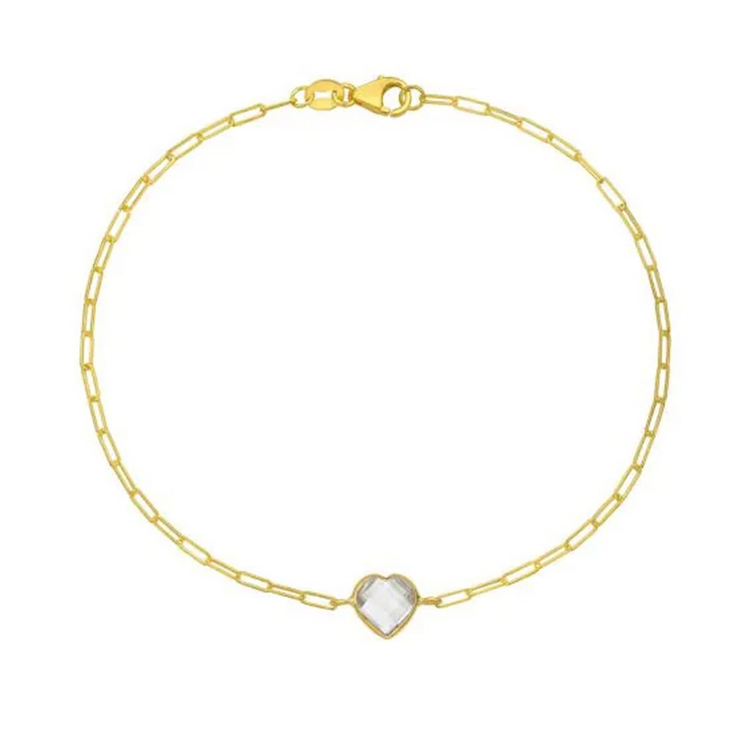White Topaz Heart Bracelet (1.50 mm)