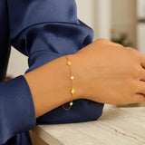 14k Yellow Gold Pearl Clover Bracelet