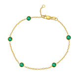 14K Yellow Gold Emerald Station Bracelet