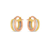 14k Tri Color Gold Trilogy Hoops